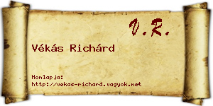 Vékás Richárd névjegykártya